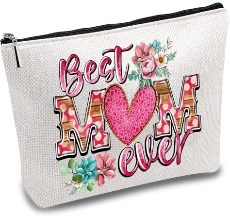 CREATCABIN Make-Up-Taschen Segeltuch,Kosmetiktasche,Mehrzweck-Stiftetui Mit Metallreißverschluss,Kulturbeutel,Reisetasche,Geldbörse,Beutel Für,Schlüssel,Bleistift,25 x 18cm-Beste Mutter Aller Zeiten