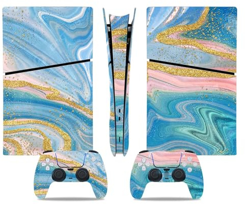 Anti Rayures pour PS5 Slim Skin Disc Edition & Digital Edition Console Et Manette Vinyl Cover Skins Wraps Scratch Resistant, Compatible avec pour PS5 Slim 66549 Pas De Mousse (Size : Disc Version)