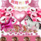 SunwE 100 PCS Vaisselle de fête Cheval Pour 16 personnes, Set de Vaisselle Cheval Rose, Décorations Anniversaires Cheval Rose, Fête d'anniversaire Thème du Cheval