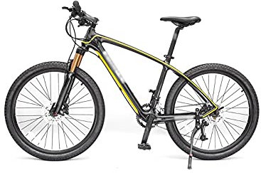 LANAZU Erwachsenenfahrrad, Kohlefaser-Mountainbike mit Variabler Geschwindigkeit, pneumatische Stoßdämpfung für Offroad-Rennen, geeignet für Erwachsene und Studenten (Yellow 27_29)