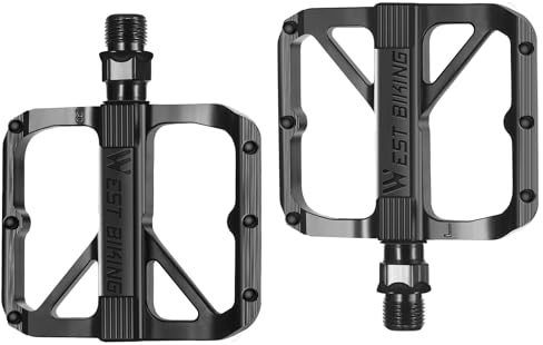 ENJOHOS Schwarz Einzel-DU Fahrradpedale CNC Aluminium MTB Pedale Aluminium-Fahrradplattform, Pedale für Rennrad, MTB, BMX,Schwarz-1