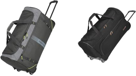 travelite 2-Rad Trolley Größe L & 2-Rad Trolley Reisetasche Größe L, Gepäck Serie Basics Fresh: Weichgepäck Reisetasche mit Rollen im sportlichen Design, 71 cm, 89 Liter, Schwarz