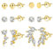 Ohrstecker Gold Ohrringe Set, ASH'S CHOICE Silber 925 Ohrstecker Gold Set Multipack Kleine Ohrsteck Gold Damen, 9ct Gold Ohrringe mit Zirkon Strass Kugel Lange Blatt Glitz Ohrstecker Knorpel Ohrringe