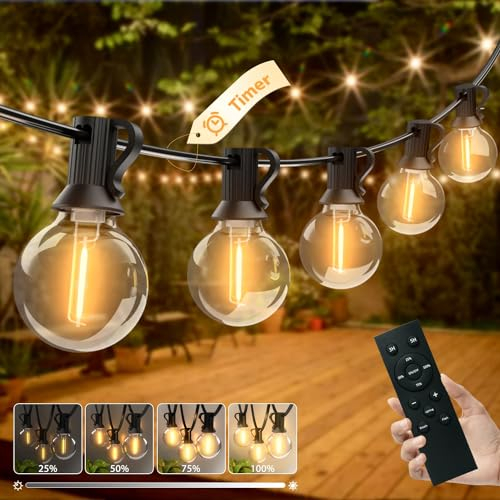Woolmug LED Lichterkette Außen Dimmbar, 23M/76FT 30+3 G40 Glühbirnen Outdoor Lichterkette Strom mit Fernbedienung Timer Funktion Wetterfest Warmweiß Lichterketten für Garten, Balkon, Party, Terrasse