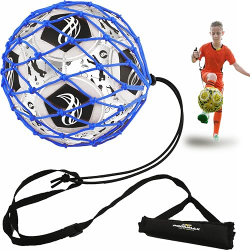 PodiuMax Fussball Kick Training for Fußball/Volleyball/Rugby, Netz Mit Schnur Verbessere Kick/Wurf/Kontroll, Einstellbar Für Teens & Erwachsene Fussball Grösse 3/4/5-R