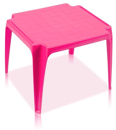 KHG Kindertisch pink für Garten & Kinderzimmer, Outdoor, pflegeleicht | Pflegeleichte Oberfläche, robust wetterfest, kindgerechte Höhe 44x50x50 cm, vielseitig einsetzbar, für den Alltag