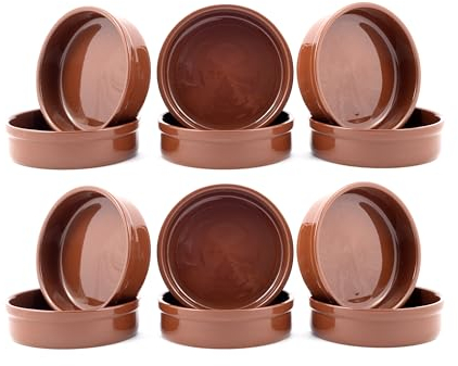 Hanseküche Tapas-Schalen Set in Braun, Auflaufform, Cazuela Schalen, 200ml Volumen, Durchmesser von 12,5 cm, Ton-Dessertschälchen, Mediterranes Schälchen, Traditionelle spanische Tonware (12)