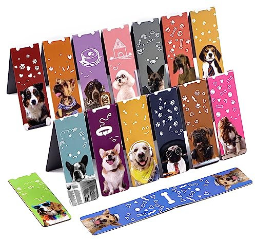 BLISSIQUEE Lesezeichen Kinder, 15 Stück Hunde Lesezeichen Magnetisch Kinder Groß 2.8x8CM Bookmark Lesen Zubehör für Lehrer, Studenten Reading Geschenk füllen Mitgebsel Buchliebhaber Schule Heimbürobed
