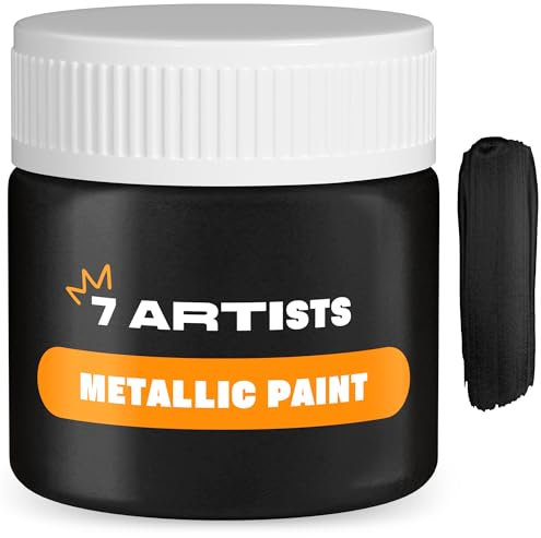 7 Artists Acrilico Nero Metallico 50 ml Colore Acrilico Nero | Tempera Nera | Colori Acrilici Metallizzati | Acrylic Paint Metallic | Colori Acrilici Metallici | Acrilico Nero per Dipingere