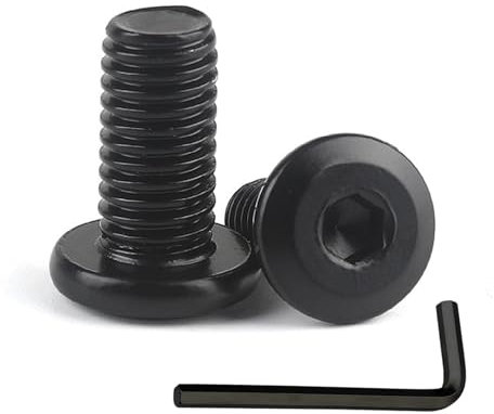 Lot de 20 vis à tête plate à six pans creux M6 x 16 mm Vis noires à tête plate en acier inoxydable Vis à tête bombée avec clé Allen pour meubles, étagères, structures