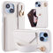 AKABEILA Compatible with iPhone 11 Wallet Case Slim PU Leather Shockproof with Card Holder Clasp Hand Strap Stand 6.1 Inch White