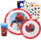 Spiderman - Juego de vajilla para niños pequeños, paquete de accesorios de cocina de 3 piezas con plato llano, taza, calcomanías, más | Juego de cubiertos Spiderman