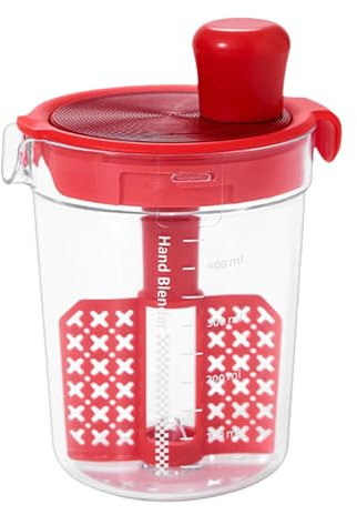 MagiDeal Mezclador manual de aderezos para ensaladas, práctico agitador de aderezos para ensaladas, separador de huevos para condimentos, cocina de restaurante, Rojo