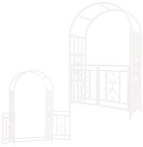 Cream Steel Garden Arbor Wedding Arch for Outdoor Lawn Patio Heavy Duty Rose Trellis with Stable Rose Arch for Climbing Plants 110x50x210cm Wedding Garden Arch