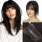 Elailite Real Human Hair Topper For Women Naturschwarz Clip in Hair Toppers Echthaar Haar Topper Damen Haartopper mit Pony Haarteil Haarteile Silk Lace 27.5cm 20g #1B