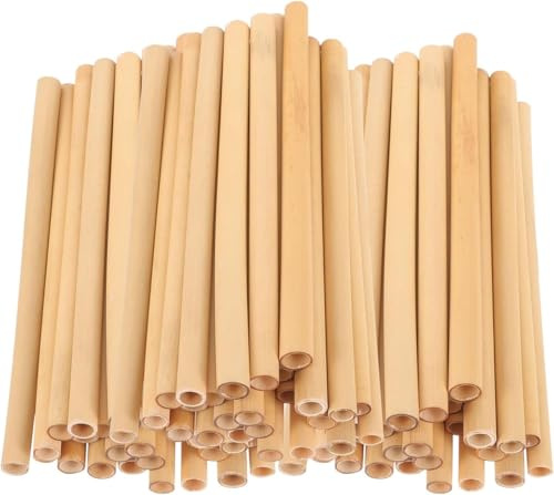 Canape King 500pcs Natural Drinking Straws | 20cm Disposable Reed Grass Wooden Straws | Biodegradable Reusable Bamboo Straw | Heavy-Duty Straws Perfect for Cocktail Juice Smoothies Coffee