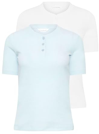 PixieGirl Petite 2 Pack Light Blue & White Cotton Waffle Henley T-Shirts Petite