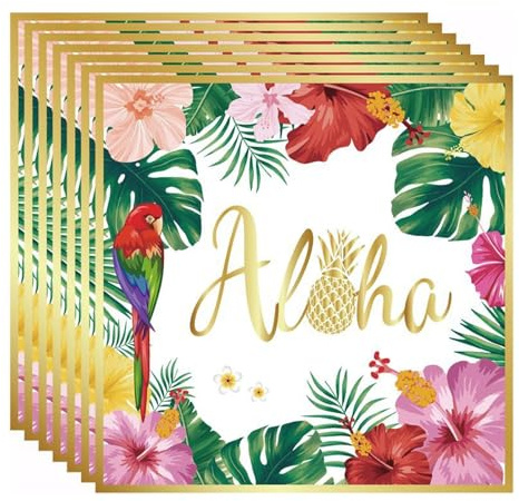 Affivia Ananas Hawaii Deko Aloha Servietten 33x33cm,20 Stück Hawaii Servietten Sommer,Tischdeko Sommer Papierservietten, Blumen Serviette für Beach,Dschungel,Tropical Party Deko,Gartenparty, Poolparty