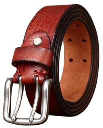 ZNEL Handgemachter Herren Damen Krokodilmuster Ledergürtel Heavy Duty Prägung Gürtel Aus Rindleder Mit Doppeldorn Schnalle, Doppel-Loch ösen Jeansgürtel(105cm/41, Reddish Brown)