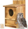 Super Idee Eulenhaus Großer Eulen-Nistkasten aus Holz für Schleiereule Waldkauz Streifenkauz Waldohreule Bartkauz Käuzchen Nistkasten für Vögel Rustikale Gartendekoration Vogelhaus