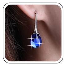 Aneneiceera Vintage Saphir Tropfen Ohrringe Silber Blau Kristall Ohrringe Oval Blau Strass Ohrring Baumeln Haken Ohrring Birne Saphir Cz Tropfen Schmuck Für Frauen (blau)