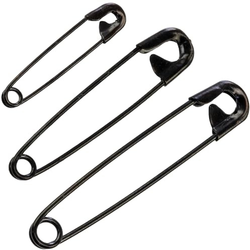 AERZETIX - Set di 12 spille da balia classiche 28mm 40mm 50mm - in metallo - colore nero - per tessuti cucito artigianato gioielli