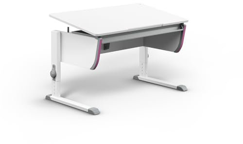 Moll Joker Kinderschreibtisch höhenverstellbar | mitwachsend, ergonomisch & neigbar für aufrechtes Sitzen | ideal für Schulkinder | Schreibtisch weiß optional mit Schublade | Made in Germany