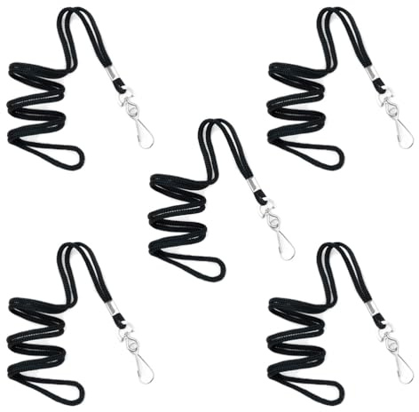 JchEnye 5 Stück Nylon-Lanyards mit Schlüsselanhänger, Lanyards mit Klammer, abnehmbare Hals-Lanyards, lange Handgelenk-Paracord-Schlüsselringe, Schwarz