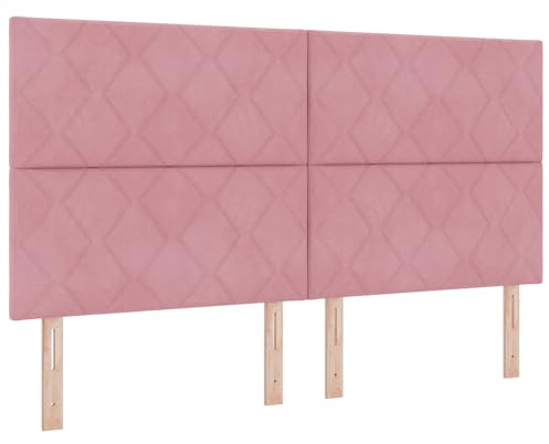 vidaXL Kopfteil Wandmontiert Geometrisch mit Kopfteil Rosa 180 cm Samt, Moderner, höhenverstellbarer Samt-Kopfteil für stylische Schlafzimmer, platzsparendes Design, schickes Möbelstück