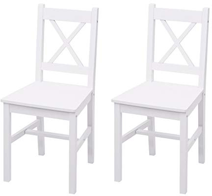 CHEFGASTRO 2er-Set Esszimmerstuhl HxBxT 86x40x42cm Sitzhöhe 45cm Massiv-Holz Landhaus Weiß Lehnstuhl Küchenstuhl Stuhl