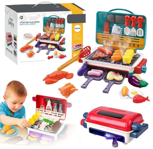 Magic Meals Sensory Kitchen, BBQ Grillspielzeug für Kinder, MagicMeals – Sensorische Küche mit farbwechselnden Lebensmitteln, Sound & Lichtern, Kinderküche Spielküche für Jungen und Mädchen (Blau)