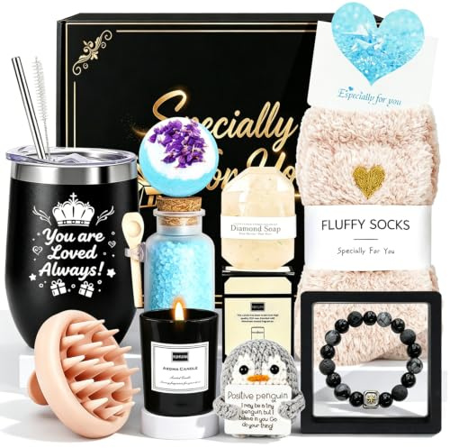 Geschenke für Frauen, Geschenk Freundin Geburtstag, Geburtstagsgeschenk | Geschenkset Inklusive Isolierter Becher Valentinstag Muttertag Weihnachtstag Geschenkideen Mama Schwester (Schwarz)