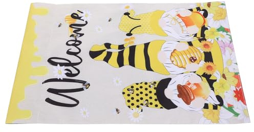 WRITWAA Sommerliche Gartenflagge Bienen Gnom Willkommensflagge Polyester Gartendekor Outdoor Festtagsdeko