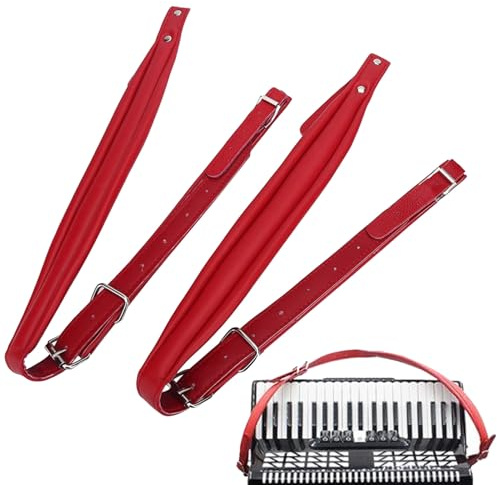 Verstellbarer Ziehharmonika-Gürtel – -Schultergurt, verstellbarer Bassgurt von 16 bis 120, wasserdichtes Kunstleder, einfache Installation und sichere Passform | Wiederholung von g, rot, Se