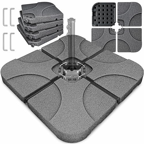 KESSER® Sonnenschirmständer 4-teilig Schirmgewicht Schirmständer für Ampelschirm Bodenkreuz 60 Liter / 80 kg befüllbar mit Wasser oder Sand Inkl. Metallverbinder Ampelschirmständer Kunststoff,