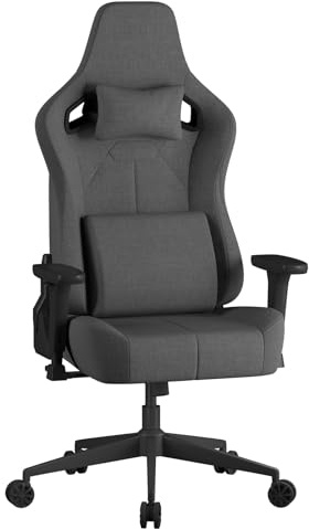 TRIUMPHKEY Adult Breathable Fabric Gaming & Office Chair, Ergonomic Computer Chair with 3D Armrests, 90‑135° Reclining Backrest & Silent Casters