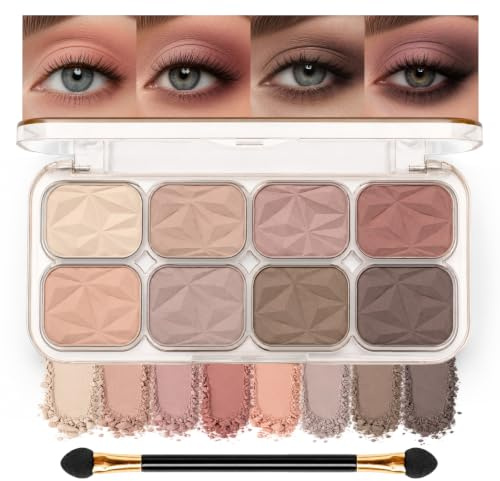 Jutqut Matt Lidschatten Palette, Neutral Liedschatenpalete, Nudetöne | 8 Nudetöne, Wasserfest & Lang Anhaltend Formel, Highly Pigmented, Vegan, Hochpigmentiert & Langanhaltend, Blendable