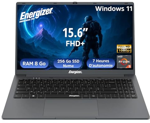 Energizer EnergyBook Pro 15.6 FHD PC portatile (AMD Ryzen 5 3500U 3,7 GHz, RAM 8 GB DDR4, SSD 256 GB, AMD Radeon Vega 8, Windows 11) - Tastiera QWERTY, Grigio