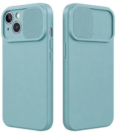 Chengyuanfeng Coque pour iPhone 15 Cache Caméra Coulissant, Protection Caméra, Protection Objectif, Antichoc TPU, Anti-Rayures et Anti-Poussière, Fine et Légère, Quotidien, Voyage, Bureau,Vert Menthe