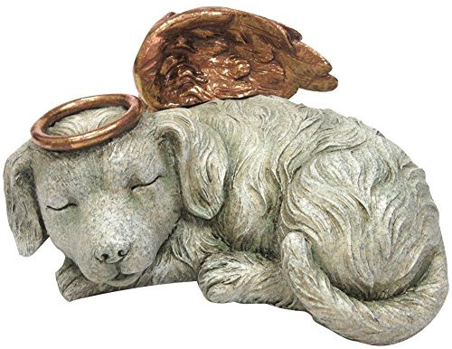 Pacific Trading Angel Dog with Halo and Wings Cremation Urn Statue Ashes Memorial Bereavement
