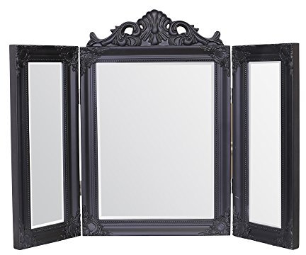 Select Mirror Ella Mirror - Tri Fold Frisierkommode Kosmetikspiegel - 74 cm x 55 cm (Schwarz)
