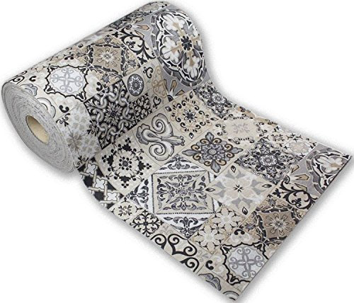 Tata Home Passatoia Tappeto Runner da Cucina Fronte in Poliestere e Retro in PVC Antiscivolo Flessibile Stampa Digitale Made in Italy Larghezza 52 cm Lunghezza 380 cm Dis. Mattonelle