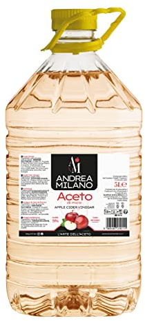Andrea Milano, Aceto di Mele, Gusto Delicato e Aromatico, Ideale da Abbinare a Verdure Cotte e Crude, 5% di Acidità, Made in Italy, Tanica in PET da 5 L