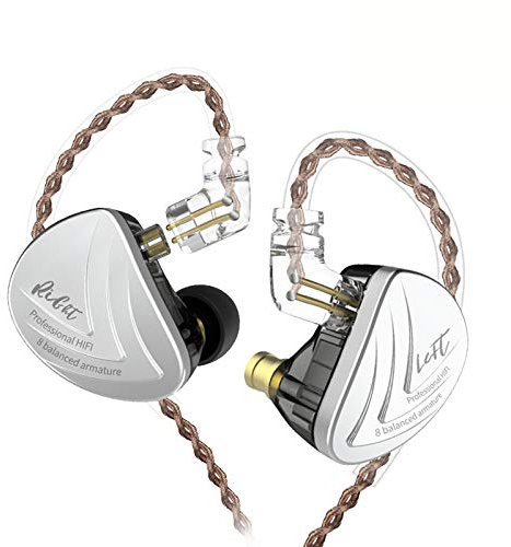 KINBOOFI KZ AS16 In-Ear Monitor Pure Balanced Armature Driver 8BA per lato KZ Stage Monitor auricolare (nero senza microfono)