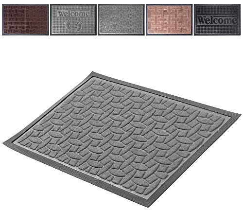 KADAX Fußmatte, 60 x 40 cm, Fußabtreter für Innen und Aussen, waschbare Gummifußmatte für Haustür, Hauseingang, Schmutzfangmatte aus Gummi, Türvorleger, Sauberlaufmatte(grau)