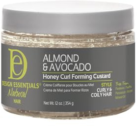 Design Essentials Natural Honey Gold Curl Forming Custard Infused with Almond, Avocado, Honey & Chamomile for Intense Shine, Medium Hold and Definition, 12 Fl Oz