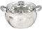 Daniks Modern Faitout Inox 24 cm 6.5 L, Casserole avec Couvercle en Verre, Tous Feux y Compris Induction, Poignées en Silicone, Échelle de Mesure, Argent