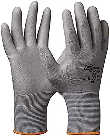 Gebol Micro Flex, Arbeitshandschuhe für nötiges Feingefühl, Schutzhandschuhe für Damen und Herren, Größe S (Gr 7), Grau, 1 Paar