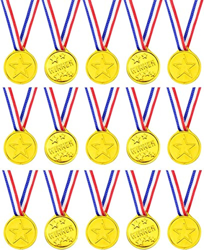 SHATCHI Goldmedaillen aus Kunststoff für Klassenzimmer, Sterngewinner, Kinder, Sporttag, Olympische Spiele, Preise, Auszeichnungen, Spielzeug, Taschenfüller, (6-144 Stück), 6 Stück
