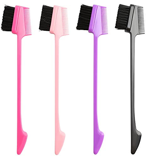 Hair Edge Control Brush,4 Pieces Double Sided Edge Control Hair Brush Tool Smooth Comb Grooming for Eyelash Combs Hairstyling Eyebrow Brushes